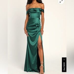 Lulu's Black Satin Formal Maxi Gown